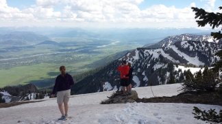 Me and my kids, with a view of Jackson Hole from the top