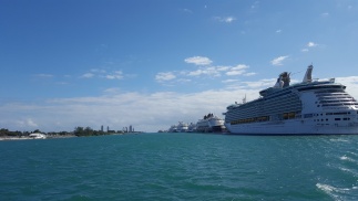 Cruise ships lined up at port
