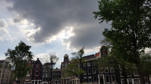 Amsterdam street scene across from Anne Frank House